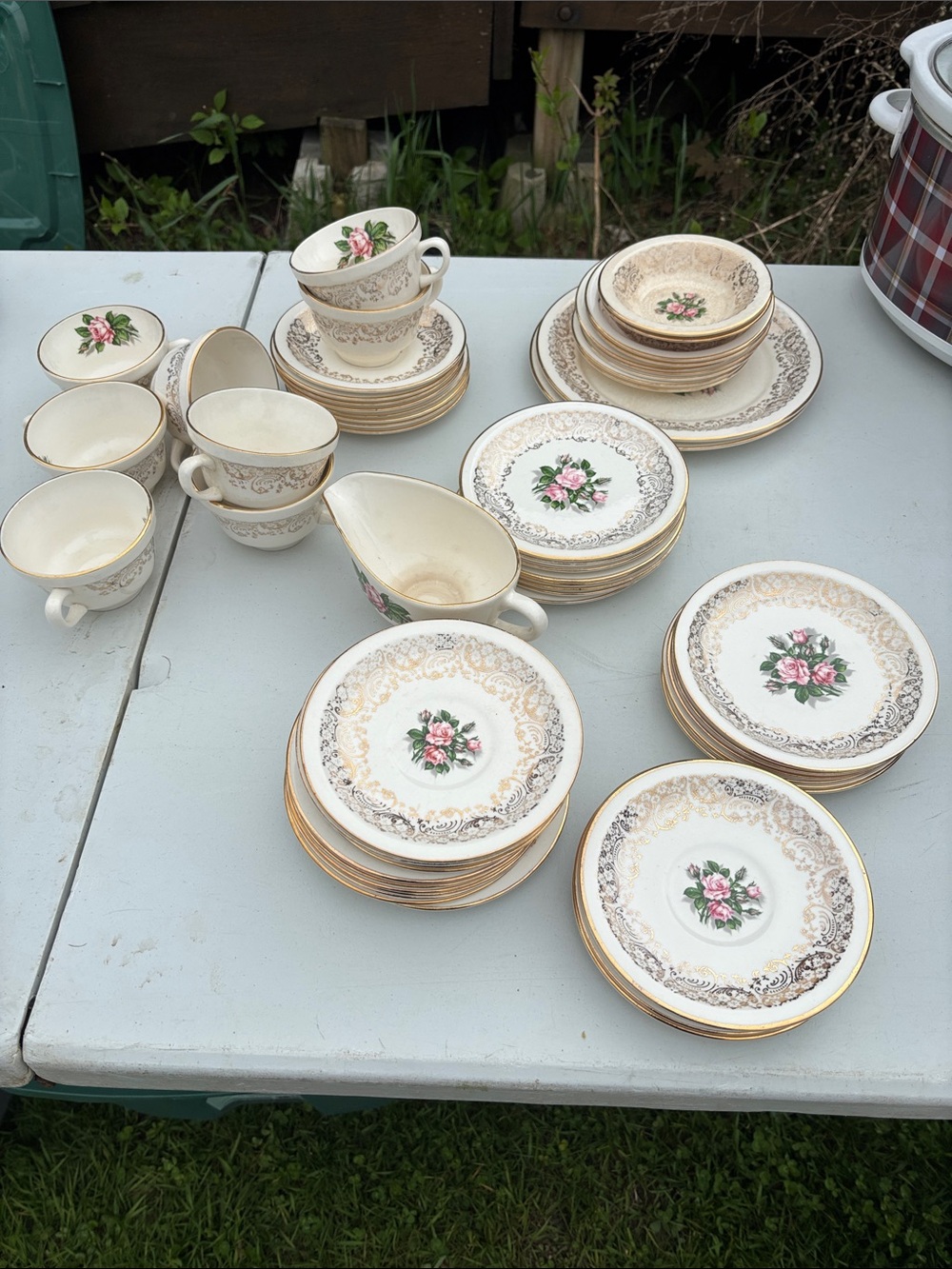 Choose any 3 Georgian China Tudor Rose 22k Gold china pieces